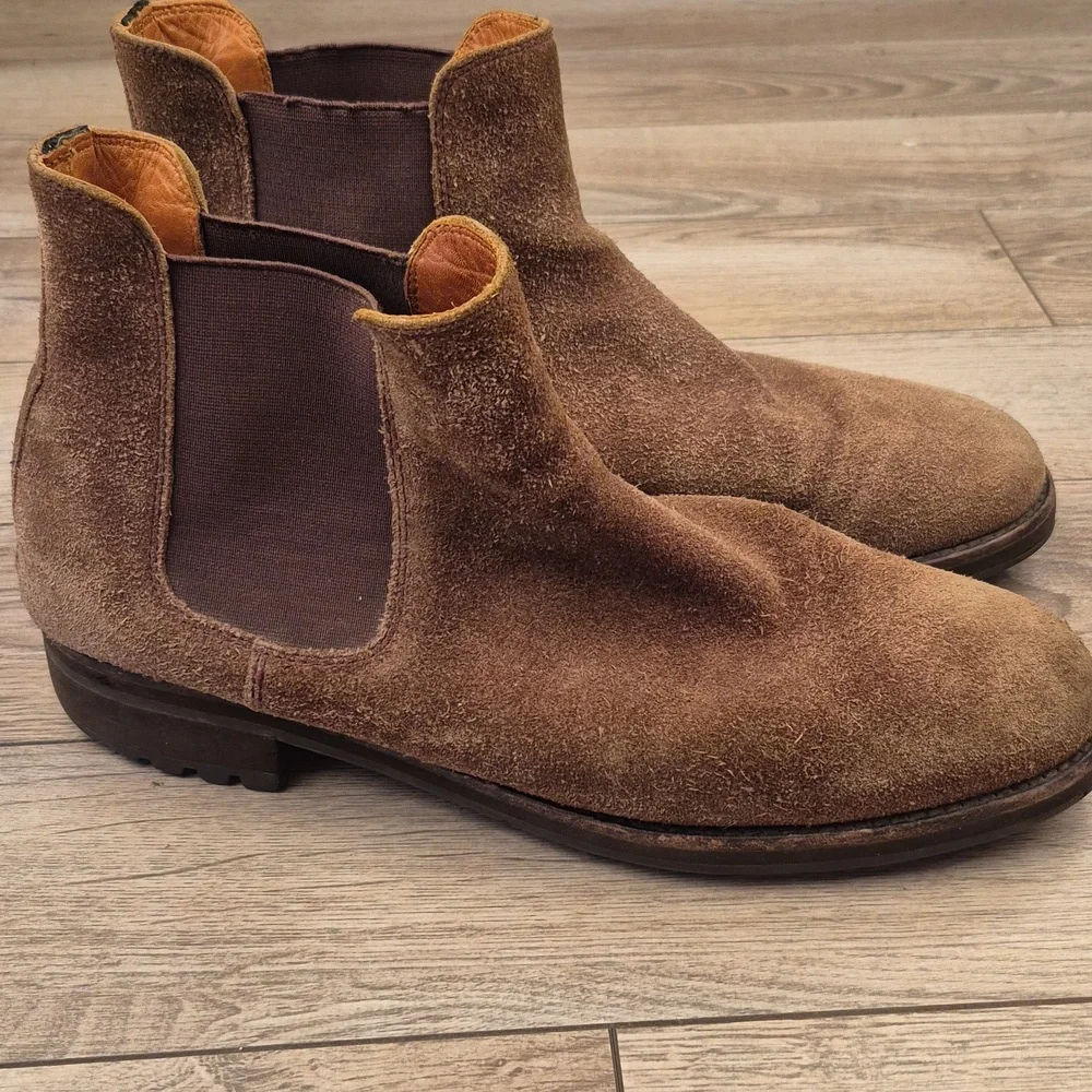 POLO RALPH LAUREN‎ Bryson Brown Suede Leather Sz 11.5 Mens Chelsea Slip On Boots